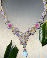 Dori Csengeri Israel Millefiori Mosaic Necklace Estate Jewelry Pre-owned Crystal