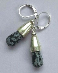SNOWFLAKE OBSIDIAN drop earrings Lever back handcrafted CHOOSE