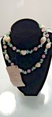 Semi Precious Stones Necklace with Pink Quartz Aventurine & Mother of Pearl
