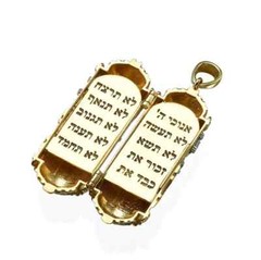 Torah Pendant with 0.10 Ct Natural Diamonds in Two Tone 14k Gold Jewish Symbol