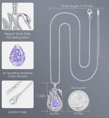 LOUISA SECRET June Birthstone Necklace 925 Sterling Silver Swan Water drop