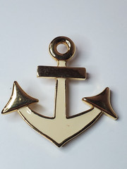 Pure Allure Anchor Pin Brooch Enamel on Gold Tone 2-3/8in