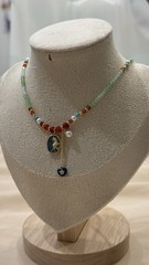 Handcrafted Multicolor Beaded Statement Necklace with Asymmetrical Charm Pendant