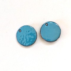 Enameled Charms Handmade Floral Murrini Green Blue Pair 16mm (20398)