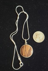 925 Sterling Silver Picture Jasper Pendant Necklace 9.9g, Sterling snake chain.