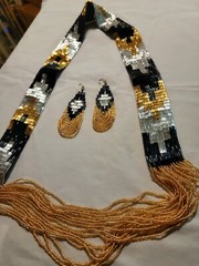 Himalayan Gems Waterfall Potay Bead Necklace, Bracelet, Earrings-BLACK/GOLD NWT