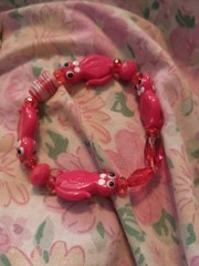 Cat Lampwork Beaded Bracelet Red Stretch Cord Comfy Kitty Cute Gift 6¾-7½» Wrist