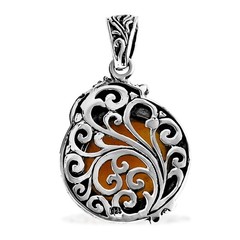 Bali Legacy Yellow Jade 17.90 ctw Dragon Pendant without Chain Sterling Silver