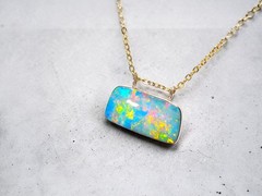 Usekh’ Genuine Australian Opal Pendant 14k Gem Gift 9ct P58