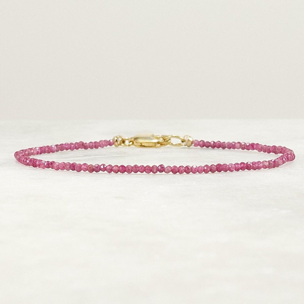 Ruby Bracelet Ultra Dainty Gemstone Birthday Gift for Her Everyday Thin Bracelet