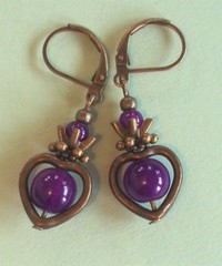 JADEITE BRONZE HEART DROPS Lever back handcrafted CHOOSE XX