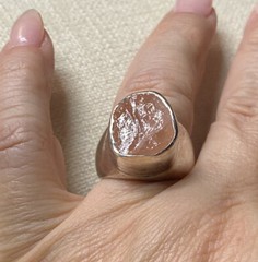 Rough Cut Rose Quartz Gemstone Bezel Set In Sterling Silver Ring