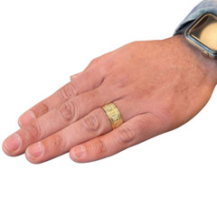 Ani L’dodi Hebrew Wedding Ring In 14K Yellow Gold Vintage Style Embossed Jewelry