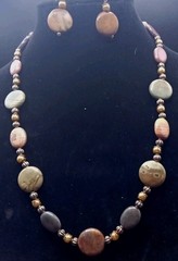 Classic Handcrafted Picasso Jasper Necklace With Antique Gold Findings & Faux…