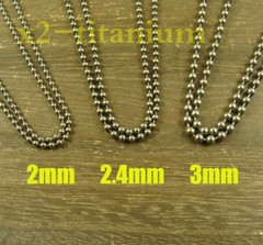 Pure Titanium 26 inch (66cm) ball bead chain 2mm necklace anti-allergy XH103A