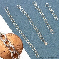 Custom STERLING SILVER .925 Extender Chain for heavy jewelry safety adjust. X5H