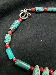 Statement Necklace Earrings Set Turquoise Red Coral Western Cowgirl Southwestern