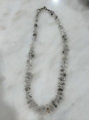 New 100% Natural Smoky Herkimer Diamond Necklace 16” Sparkly Large Diamonds