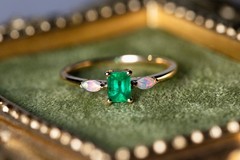 Starry Night Mexican Fire Opal Diamond Engagement Ring 18K Yellow Gold