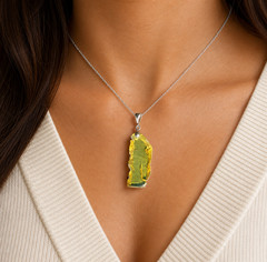 Prettily Natural Clear Light Green Amber .925 Sterling Silver Pendant 44mm