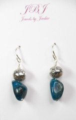 Apatite Blue 10 x 14mm Natural Nugget Gemstone .925 Sterling Silver Earrings