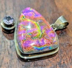 925 Artisan Multicolor Glass Triangle Statement pendant. Torque not included.