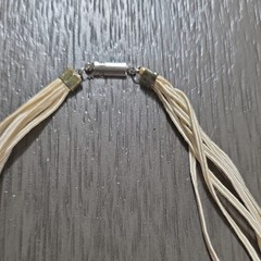 Handcrafted Triangle Pendant Necklace Yellow Silver Cord Metal Art Jewelry