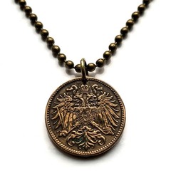 1907 Austria 2 Heller coin pendant double headed eagle Vienna Salzburg n000111