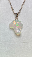 #319- 3.25ct Genuine Freeform Ethiopian Welo Opal on a 925 Sterling Silver Chain