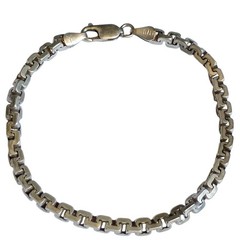 Vintage Aesthetic 1980s Sterling Silver Italy Box Link Chain Bracelet