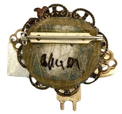 MICHAL NEGRIN~ISREAL Mixed Metal JUDIACA Brooch~TORAH-MENORAH-DOVE-STAR of DAVID