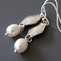 Fresh Water Pearls Silver Connector Earrings