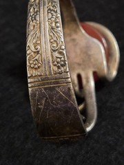 Artisan Fork Bracelet With Large Red-Agate/Carnelian Stone Silverplate