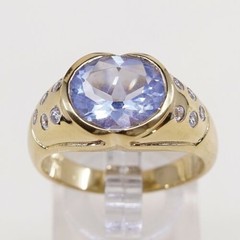 Sz 10.5, Vtg Vermeil Gold Sterling silver Statement ring, 925 W/ Topaz N Cz