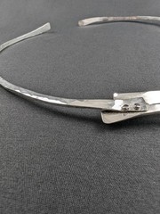 Handmade Modernist Silver Riveted Torque Collar Necklace Brutalist 45g