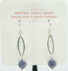 Sterling Silver Wire-Wrap Faceted SAPPHIRE Earrings #1887…Handmade USA