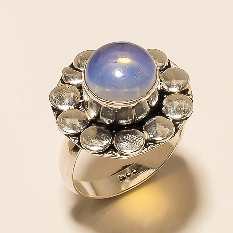 WHITE OPALITE GEMSTONE 925 STERLING SILVER 5 GM RING ( SIZE 5.5 US)