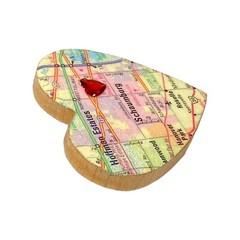 Heart Brooch Pin 2” Chicago Map Wood Eclectic Boho Urban Artisan Unisex Gift