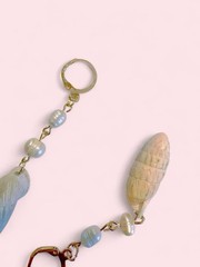 Handmade Gold Drop Huggies With Genuine Seashells and Freshwater Pearls