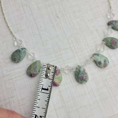 Beautiful Ruby in Fuchsite Gemstone Crystal Beaded Necklace 18.5″
