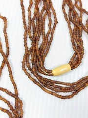 Artisan Brown Glass Bead Multi Strand Wood bead Long Necklace 60 inches