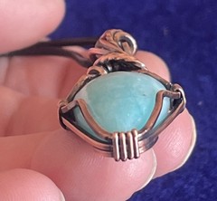 Amazonite ~ Handmade Copper wire wrapped pendant jewelry 10j