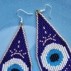Tribal Earrings Native Large Boho American Seed Beads Handmade Earring