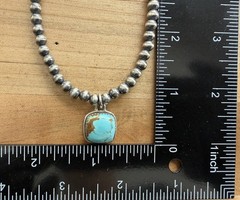 Sterling Silver Native Style SW No. 8 Turq & 5mm Desert Pearls Pendant Necklace