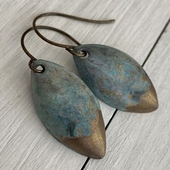Min Favorit Brass Patina Charm Artisan Earrings Salvaged Handcrafted Pieces