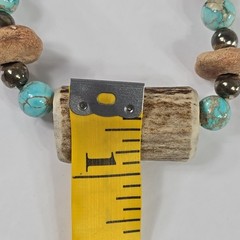 Handmade Tribal Boho Necklace Turquoise Beads Bone Horn Discs Rustic Natural….