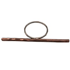 Artisan Modernist Ring Size 7 Silver Band (800-Sterling) Long Copper Bar