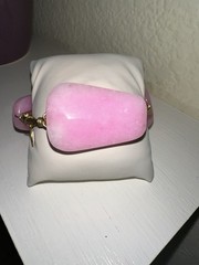 Pink Stone Bangle. Bracelet Stackable Gold Tone