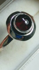 CHARMING UNTREATED NATURAL GARNET IN STERLING SILVER RING SIZE 8.25-8.5!