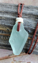 Sea Glass Puka Necklace Braid Beach Aloha Gift Fathers Day Friend Mimimalist